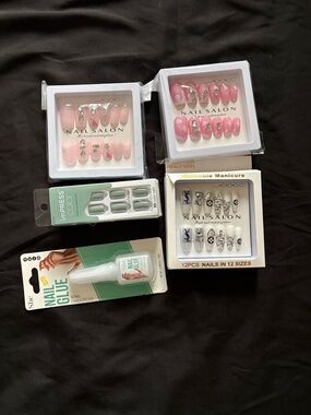 Mix of Press-On Nail Sets in Pink, White, Nude and Black